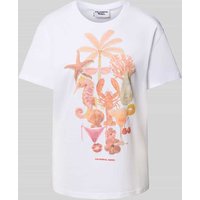 Colourful Rebel Loose Fit T-Shirt mit Motiv-Print Modell 'Beach Items' in Weiss, Größe XL von Colourful Rebel