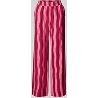 Colourful Rebel Wide Leg Stoffhose mit Label-Prints Modell 'Melody' in Pink, Größe L von Colourful Rebel