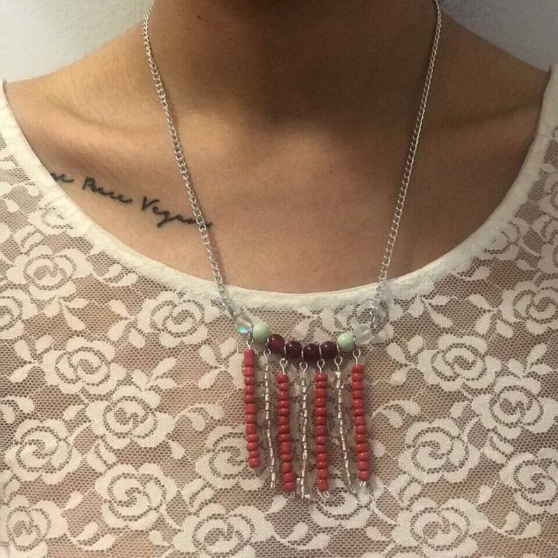 Perlenkette Perlen Halskette/Rot von ColourfulMagicShop