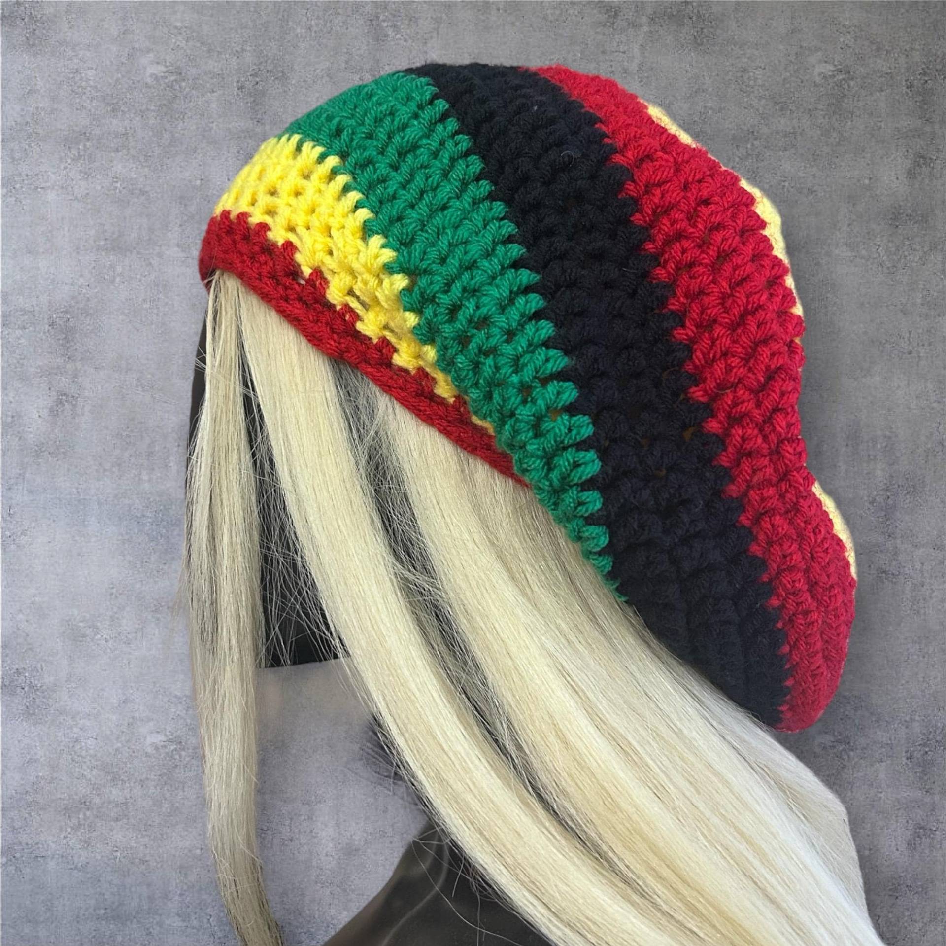 Gehäkelte Rasta Beanie | Handgemachte Slouch Hat von Colourfulvibez