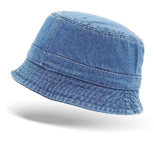 Colours & Beauty Bucket Hat Baby mit Mützenschirm und Schnur einfarbig Jeans, 12 Monate (Größe 46) | Sonnenhut Kinder uv Schutz | Sommermütze | Baby Mütze Sommer | Fischerhut Kinder | Baby Strandhut von Colours & Beauty