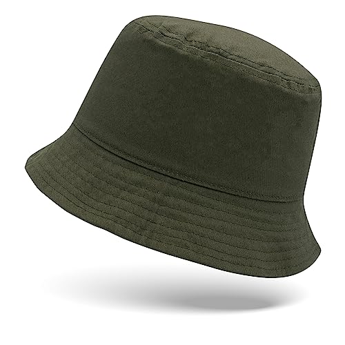 Colours & Beauty Bucket Hat Herren und Damen Olivgrün | Fischerhut Damen | Anglerhut Festival | Sommerhut | Kopfbedeckung Sommer | Sonnenschutz Kopf | Wanderhut von Colours & Beauty