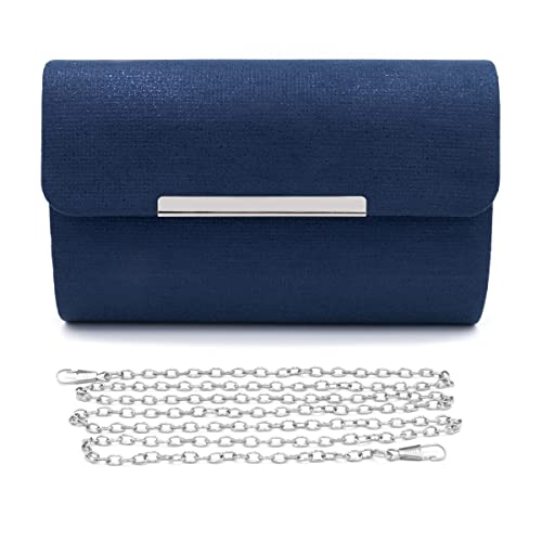 Colours & Beauty Elegante Blaue Handtasche Damen | Umhängetasche Mädchen | Elegante Clutch | Festliche Zerimonie kleine Tasche Damen | Unterarmtasche | Abendtasche Damen | Kettentasche Hochzeit von Colours & Beauty