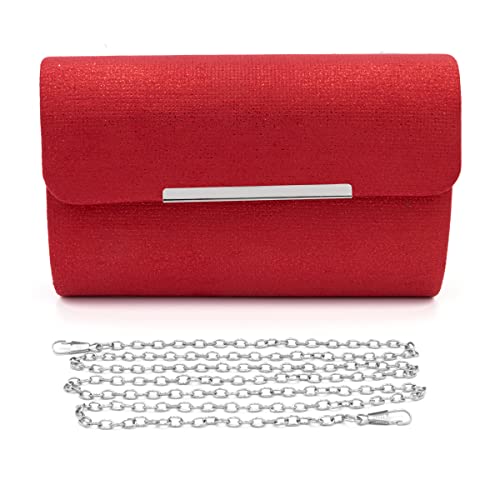 Colours & Beauty Elegante Rote Handtasche Damen | Umhängetasche Mädchen | Elegante Clutch | Festliche Zerimonie kleine Tasche Damen | Unterarmtasche | Abendtasche Damen | Kettentasche Hochzeit von Colours & Beauty