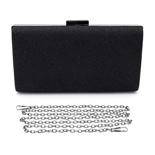 Colours & Beauty Elegante Schwarze Handtasche Damen | Umhängetasche Mädchen | Elegante Clutch | Festliche Zerimonie kleine Tasche Damen | Unterarmtasche | Abendtasche Damen | Kettentasche Hochzeit von Colours & Beauty