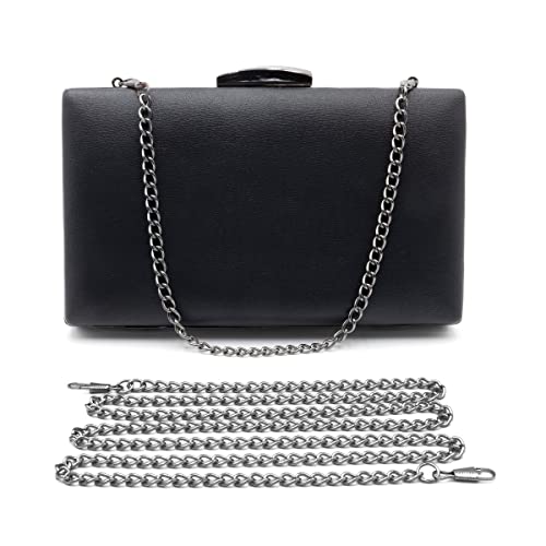 Colours & Beauty Elegante Schwarze Handtasche Damen | Umhängetasche Mädchen | Elegante Clutch | Festliche Zerimonie kleine Tasche Damen | Unterarmtasche | Abendtasche Damen | Kettentasche Hochzeit von Colours & Beauty