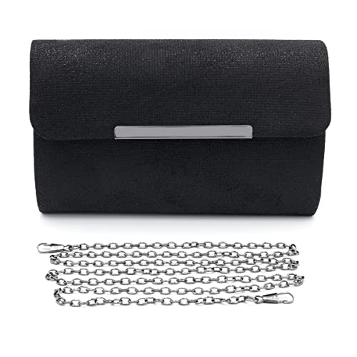 Colours & Beauty Elegante Schwarze Handtasche Damen | Umhängetasche Mädchen | Elegante Clutch | Festliche Zerimonie kleine Tasche Damen | Unterarmtasche | Abendtasche Damen | Kettentasche Hochzeit von Colours & Beauty