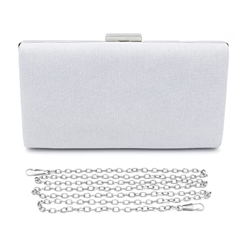 Colours & Beauty Elegante Weiße Handtasche Damen | Umhängetasche Mädchen | Elegante Clutch | Festliche Zerimonie kleine Tasche Damen | Unterarmtasche | Abendtasche Damen | Kettentasche Hochzeit von Colours & Beauty