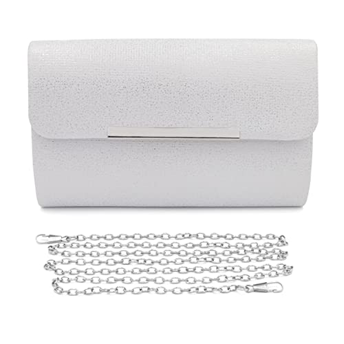 Colours & Beauty Elegante Weiße Handtasche Damen | Umhängetasche Mädchen | Elegante Clutch | Festliche Zerimonie kleine Tasche Damen | Unterarmtasche | Abendtasche Damen | Kettentasche Hochzeit von Colours & Beauty