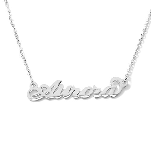 Colours & Beauty Edelstahl Kette mit Namen für Frauen | Damen Namenskette | Personalisierter Schmuck mit Name Aurora: Personalisierte Anhänger und dünne verstellbare ovale Kette von Colours & Beauty