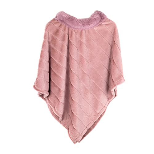 Colours & Beauty rosa Poncho Damen aus Kunstpelz | Mantel Damen Winter | Dicke Schal | Festlich Poncho Handtuch Damen | Oberteil Damen Winterjacke | Warm Pullover Decke von Colours & Beauty