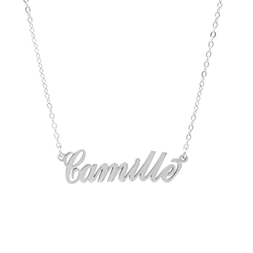 Colours & Beauty Edelstahl Kette mit Namen für Frauen | Damen Namenskette | Personalisierter Schmuck mit Name Camille: Personalisierte Anhänger und dünne verstellbare ovale Kette von Colours & Beauty