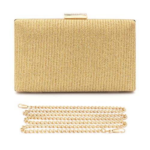 Colours & Beauty Elegante Goldene Handtasche Damen | Umhängetasche Mädchen | Elegante Clutch | Festliche Zerimonie kleine Tasche Damen | Unterarmtasche | Abendtasche Damen | Kettentasche Hochzeit von Colours & Beauty