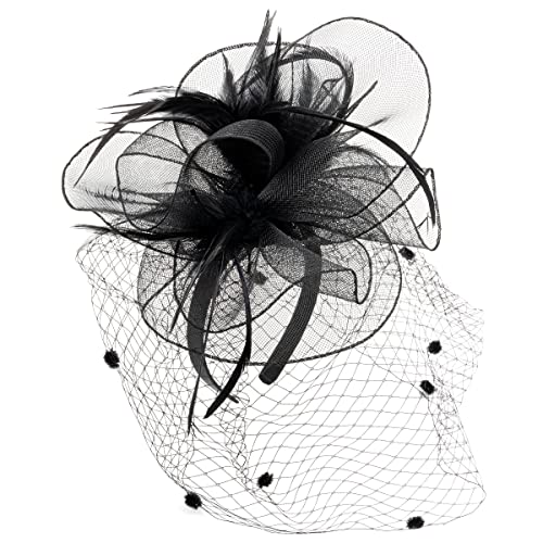 Colours & Beauty Fascinator Hut Schwarz | Stirnband Damen | Haarspangen Damen | Haarreifen Hochzeit Damen Elegant | Blumen Haarschmuck Mädchen | Brautschmuck Haare | Party Kopfbedeckung von Colours & Beauty