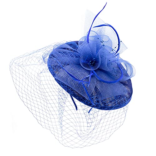 Colours & Beauty Fascinator Hut blau | Stirnband Damen | Haarspangen Damen | Haarreifen Hochzeit Damen Elegant | Blumen Haarschmuck Mädchen | Brautschmuck Haare | Party Kopfbedeckung von Colours & Beauty