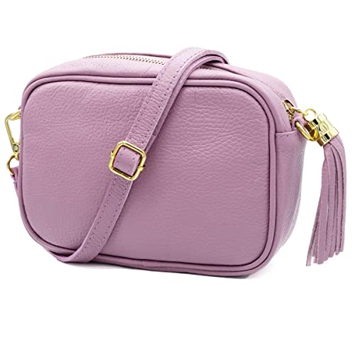 Colours & Beauty Kleine lila Umhängetasche Damen aus echtem Leder Made in Italy | Leder Umhängetasche | Crossbody Bag Damen | Gürteltasche Damen | Handytasche zum Umhängen | Bauchtasche Damen Stylisch von Colours & Beauty