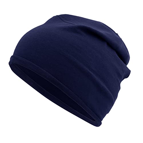 Colours & Beauty Leichte Elastische Beanie Mütze Damen und Herren Nachtblau | Unisex Baumwolle Kopftuch | Sonnenhut Damen | Sport Cap Herren | Fahrrad Zubehör | Kappe Frauen | Turban Damen von Colours & Beauty