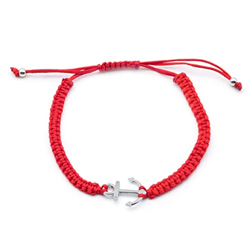 Colours & Beauty Stoffarmband mit Anker rot Damen | Geflochten Armband Sommer | Surferarmband Damen | Paar Armbänder | Freundschaftsarmband | Fußkette Mädchen | Mitgebsel Kindergeburtstag von Colours & Beauty