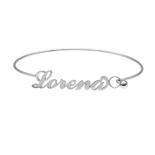 Colours & Beauty Starr Armband Damen mit Name Lorena | Armband mit Namen | Manschette Armreif Silber | Edelstahl Schmuck Damen | Armband mit Gravur Personalisiert von Colours & Beauty