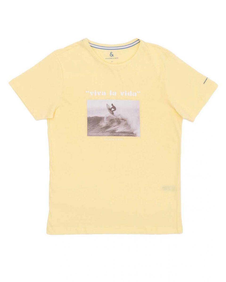Colours & Sons - T-Shirt mit Brustprint gelb - Gr. - M von Colours & Sons