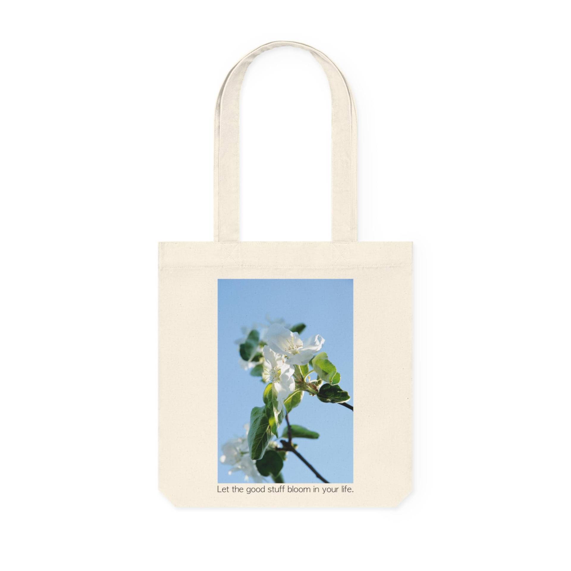 Cotton Tote Bag - Let The Good Stuff Bloom in Your Life Eco-Friendly Artistic Carryall With Photo Print Apfelblüte By Sarah Buhl Cotton Tote Bag - Let The Good Stuff Bloom in Your Life Eco-Friendly Artistic Carryall With Photo Print Apfelblüte By Sarah Buhl von ColoursoftheShadows
