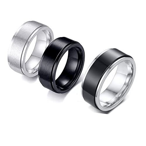 Colrid 3 Stück Spinner Ringe Edelstahl, Herren Spinner Ring Edelstahl, Edelstahl Herren Ringe, Herren Ringe, Fidget Anxiety Ringe Moon Star Dots Frauen Ring Stressabbauende Ring von Colrid