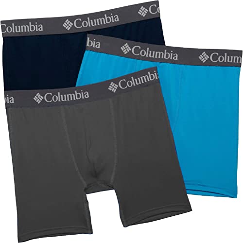 Columbia 3 Paar Herren Boxershorts Polyester Stretch Solid, Anthrazit/Kompass Blau/Collegiate Navy, Large von Columbia