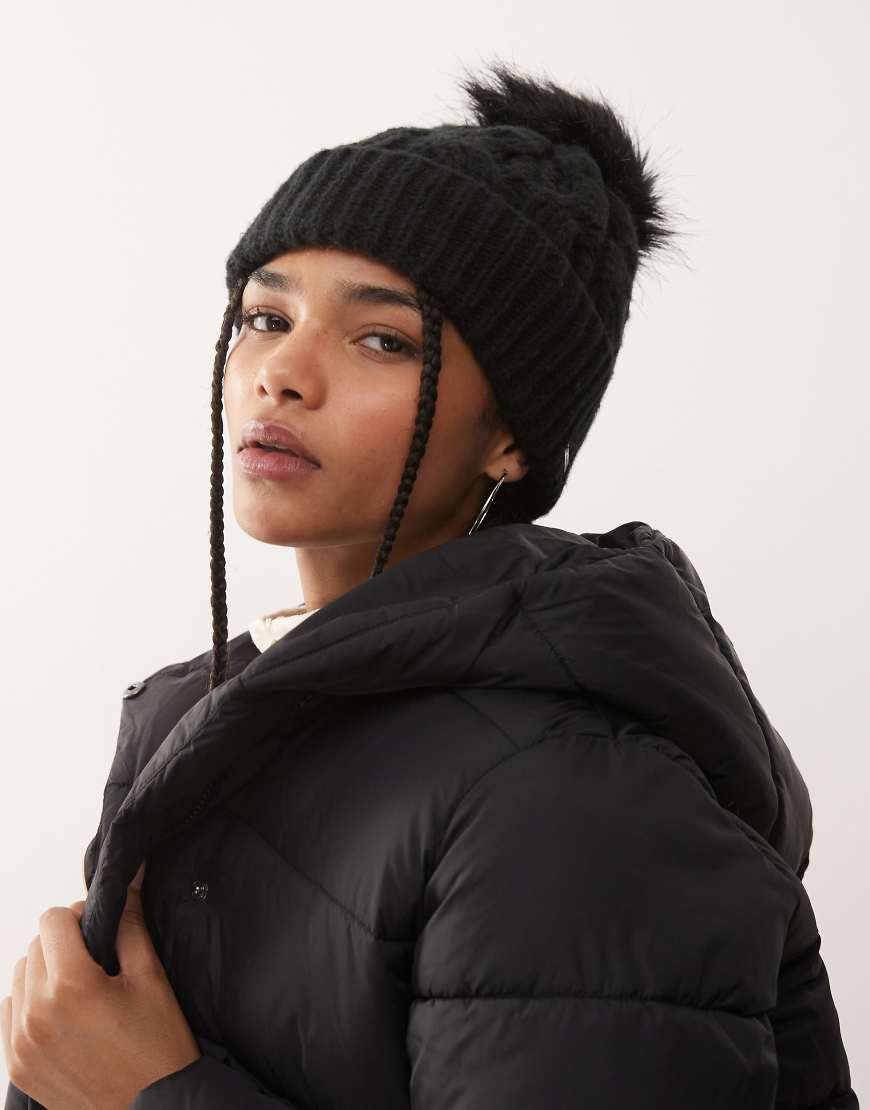 Columbia - Boundless Days - Gestrickte Bommelmütze in Schwarz mit Zopfmuster von Columbia