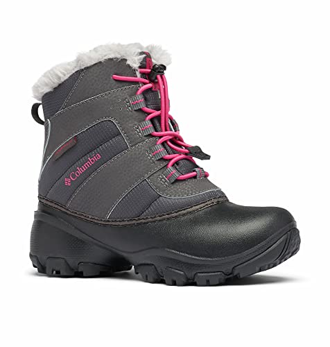 Columbia Rope Tow 3 Waterproof wasserdichte Winterstiefel für Kinder, Grau (Dark Grey x Haute Pink), 26 EU von Columbia