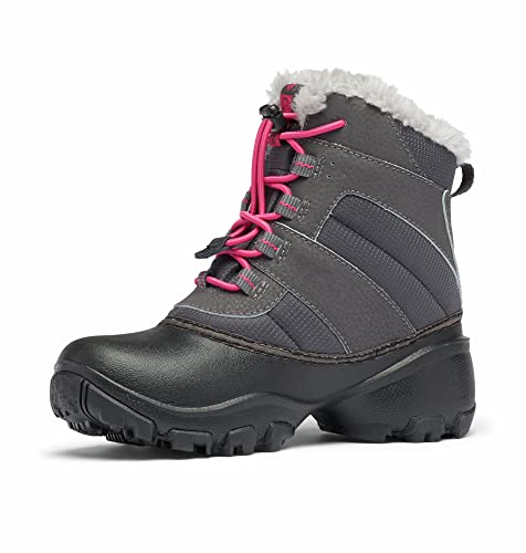 Columbia Rope Tow 3 Waterproof wasserdichte Winterstiefel für Kinder, Grau (Dark Grey x Haute Pink), 27 EU von Columbia