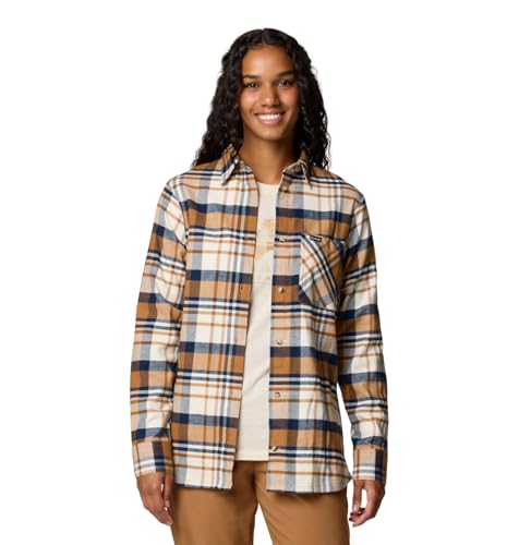 Columbia Damen Calico Basin Flannel Langarmshirt, Camel Brown Multiplaid, Small von Columbia