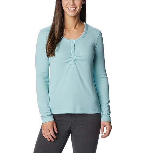 Columbia Damen Calico Basin Geripptes Langarmshirt, Aqua Haze, Größe L von Columbia