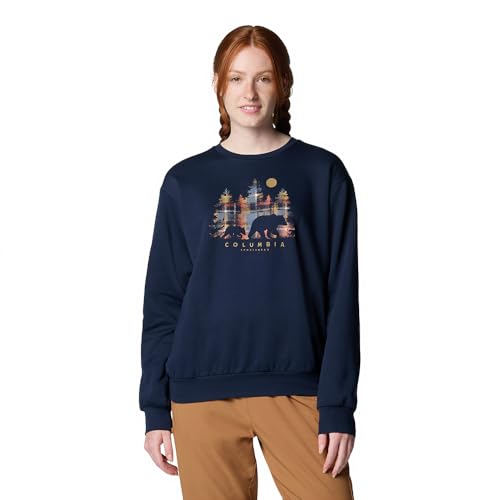 Columbia Damen Hart Mountain 3 Crew-Sweatshirt, Collegiate Navy/Treehome Plaid, XL von Columbia