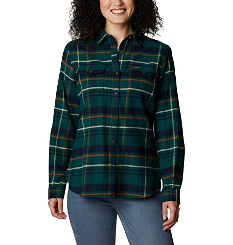 Columbia Damen Pine Street Flanell Stretch Wanderhemd, Schottenkaro, Fichte, Large von Columbia