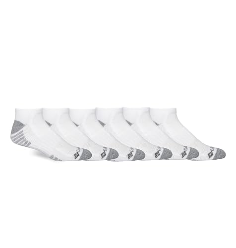 Columbia Damen Cropped Crew Piqué-fußbettsocken Socken, Weiß/Grau Logo, Einheitsgröße (12er Pack) von Columbia