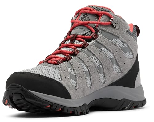 Columbia Redmond III Mid WP wasserdichte Wanderstiefel für Damen, Grau (Steam x Red Coral), 43 EU von Columbia