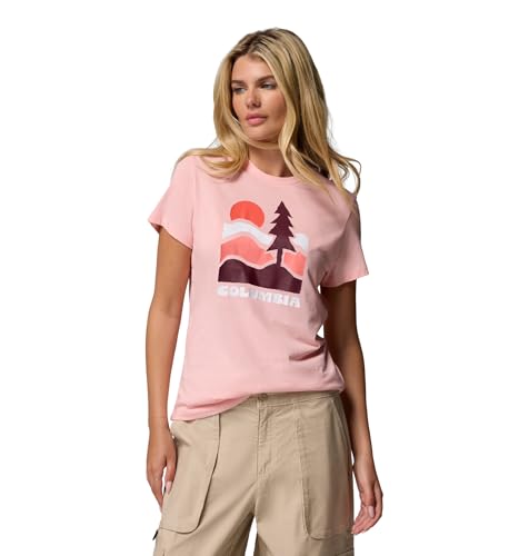 Columbia Damen Ruby Springs Graphic Fitted Short Sleeve, Pink Sand/Get Hiked, XX-Large von Columbia
