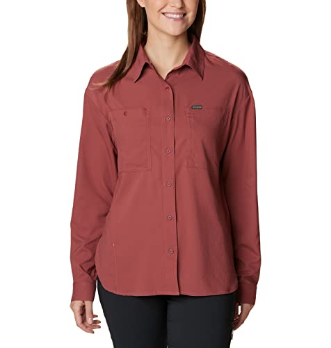 Columbia Silver Ridge Utility-Langarmshirt für Damen, Übergröße, silberfarben, Rot - Beetroot, Groß von Columbia