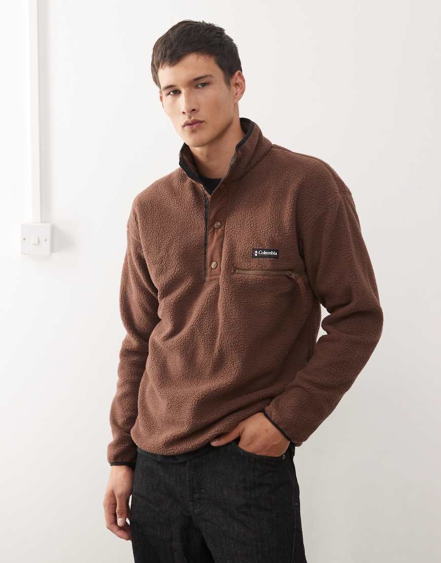 Columbia - Helvetia - Fleece-Oberteil in Tabak-Braun mit kurzer Druckknopfleiste-Brown von Columbia