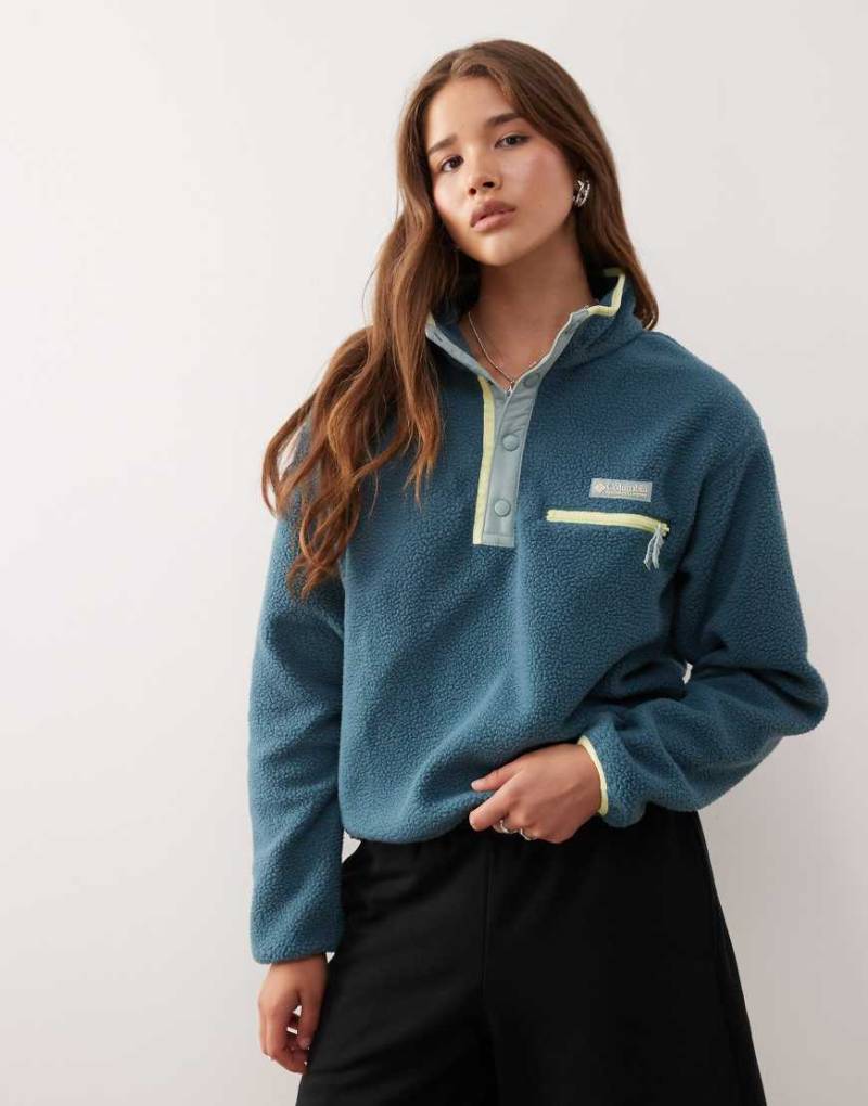 Columbia - Helvetia II - Cropped-Fleecepullover in Blau mit kurzer Druckknopfleiste von Columbia