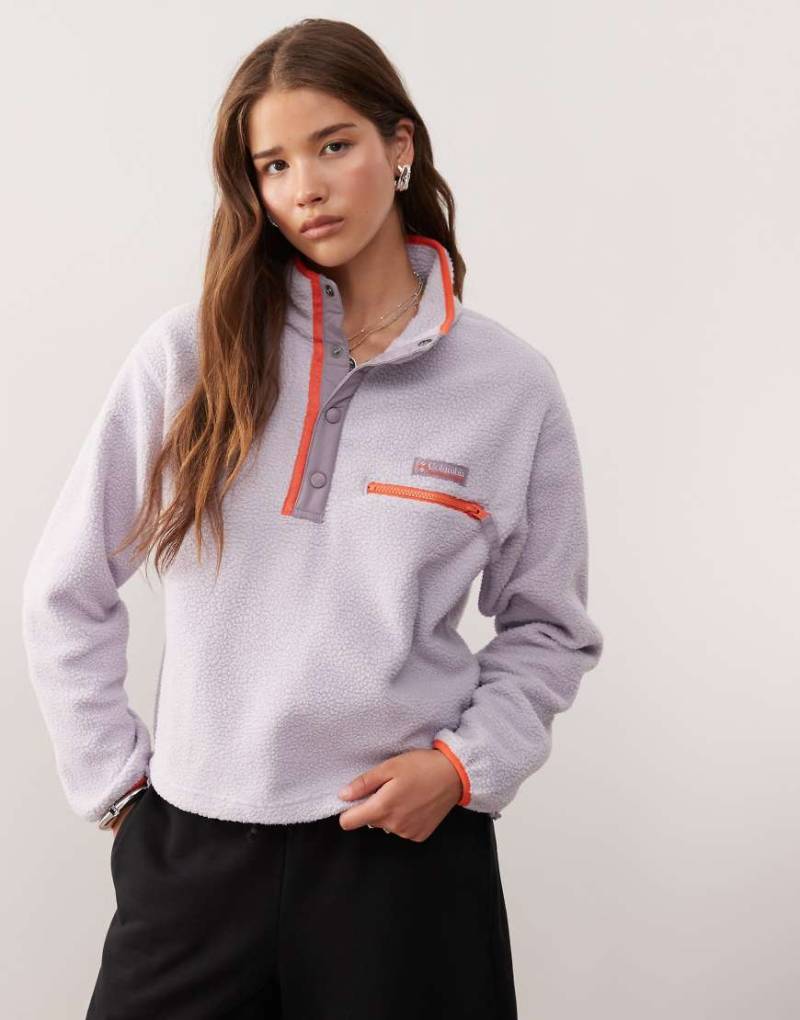 Columbia - Helvetia II - Cropped-Fleecepullover in Lila mit kurzer Druckknopfleiste von Columbia