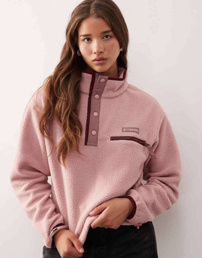 Columbia - Helvetia II - Cropped-Fleecepullover in Rosa mit kurzer Druckknopfleiste von Columbia