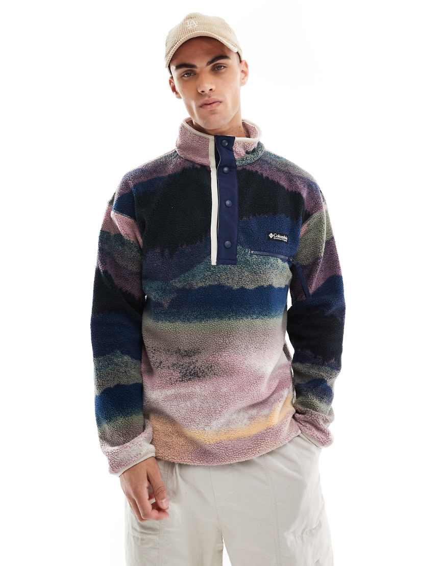 Columbia - Helvetia II Dolomites - Gemustertes Sweatshirt aus Fleece in Blau mit kurzer Druckknopfleiste-Bunt von Columbia