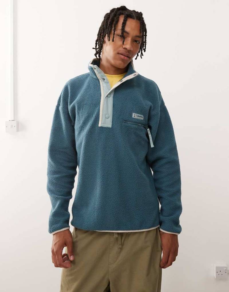 Columbia - Helvetia II - Fleece-Sweatshirt in Blau mit kurzer Druckknopfleiste von Columbia