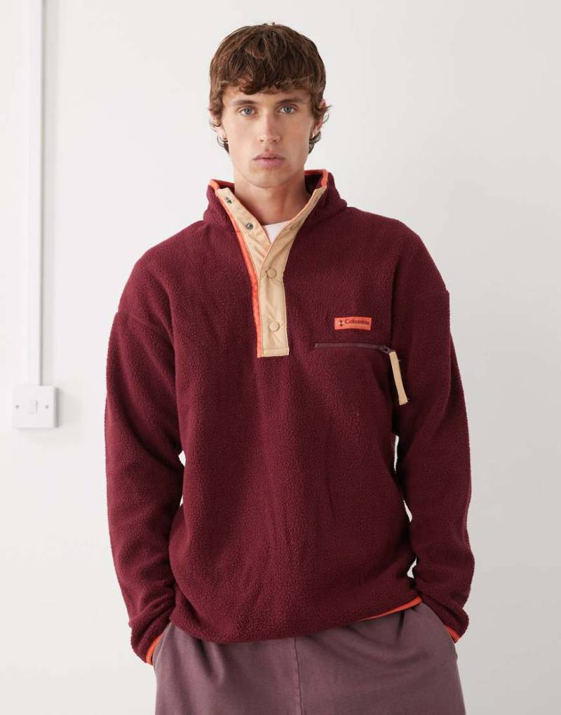 Columbia - Helvetia II - Fleecepullover in Burgunderrot mit kurzer Druckknopfleiste von Columbia
