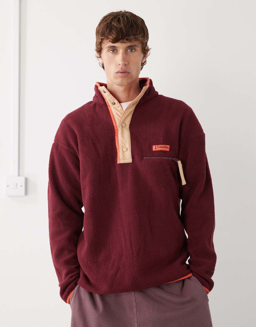 Columbia - Helvetia II - Fleecepullover in Burgunderrot mit kurzer Druckknopfleiste von Columbia