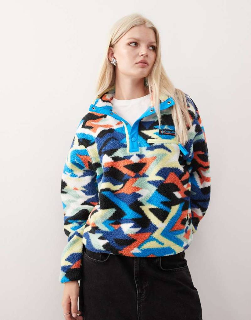 Columbia - Helvetia II - Mehrfarbiger, kürzerer Pullover aus Fleece mit kurzer Druckknopfleiste-Bunt von Columbia