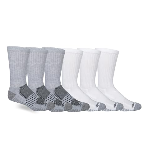 Columbia Herren 6 Paar Pique Weave Crew Lässige Socke, Grau/Weiß, 37.5-46 EU (6er Pack) von Columbia