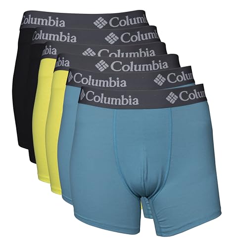 Columbia Herren 6er-Pack Performance-Boxershorts Retroshorts, Blaugrün/Neongrün/Schwarz, X-Large von Columbia