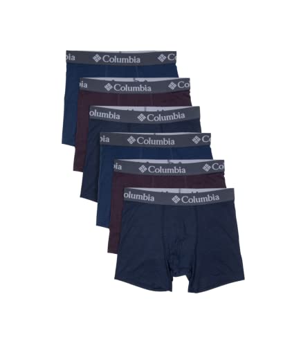 Columbia Herren 6er-Pack Performance-Boxershorts Retroshorts, Dark Mountain Grey/Dark Cherry/Navy, Medium von Columbia